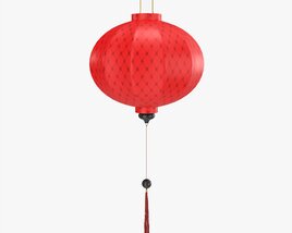 Oriental Traditional Hanging Silk Lantern 02 3D 모델 