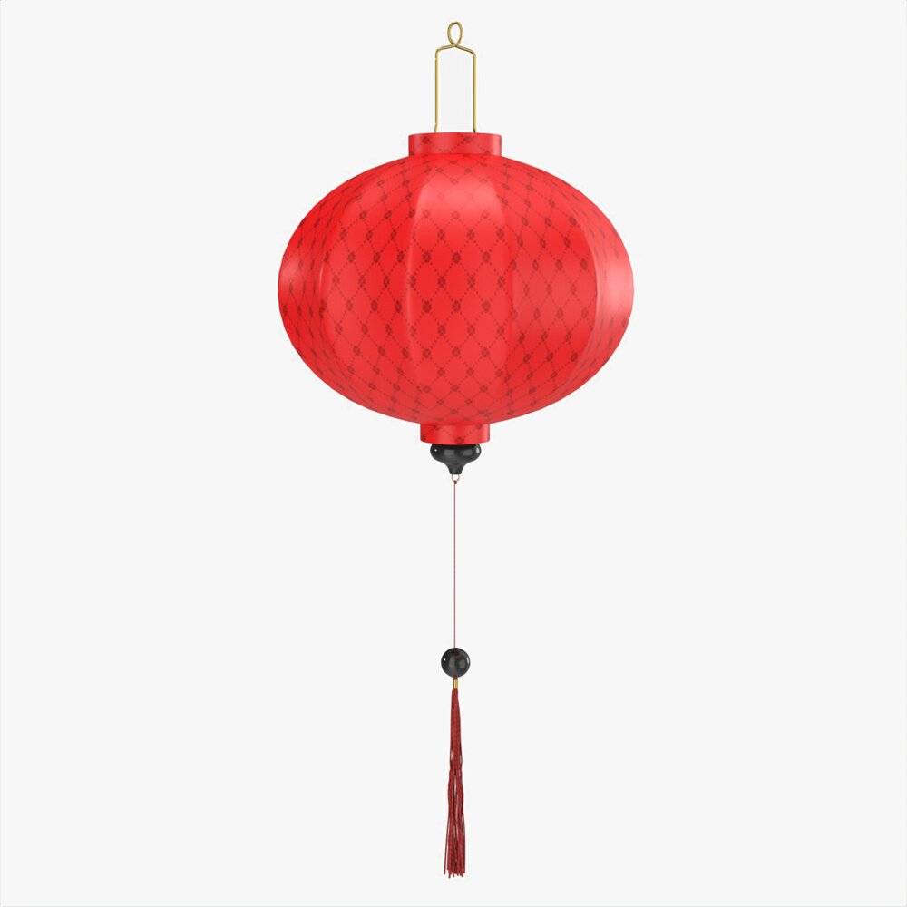 Oriental Traditional Hanging Silk Lantern 02 3D model