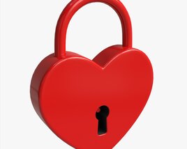 Padlock Heart-shaped Closed 3Dモデル