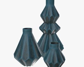 Stone Vases Shelf Decoration 3D model