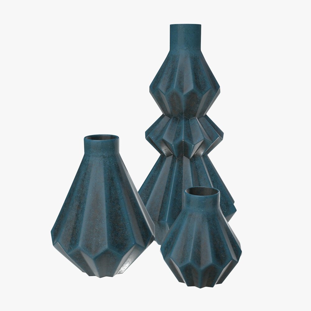 Stone Vases Shelf Decoration Modello 3D