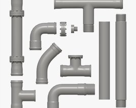 Plastic Pipes With Fittings Set 3D model