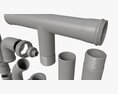Plastic Pipes With Fittings Set 3D модель
