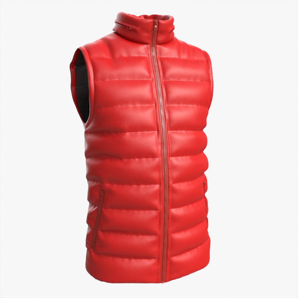 Quilted Gilet For Men Mockup 01 Red 3D модель