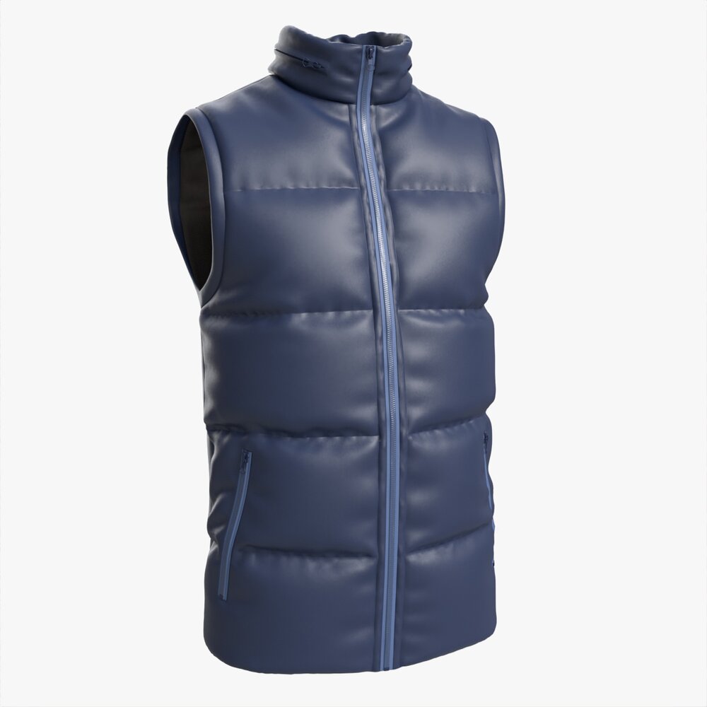 Quilted Gilet For Men Mockup 02 Blue 3Dモデル