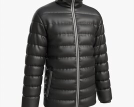 Quilted Jacket For Men Mockup Black 3D-Modell