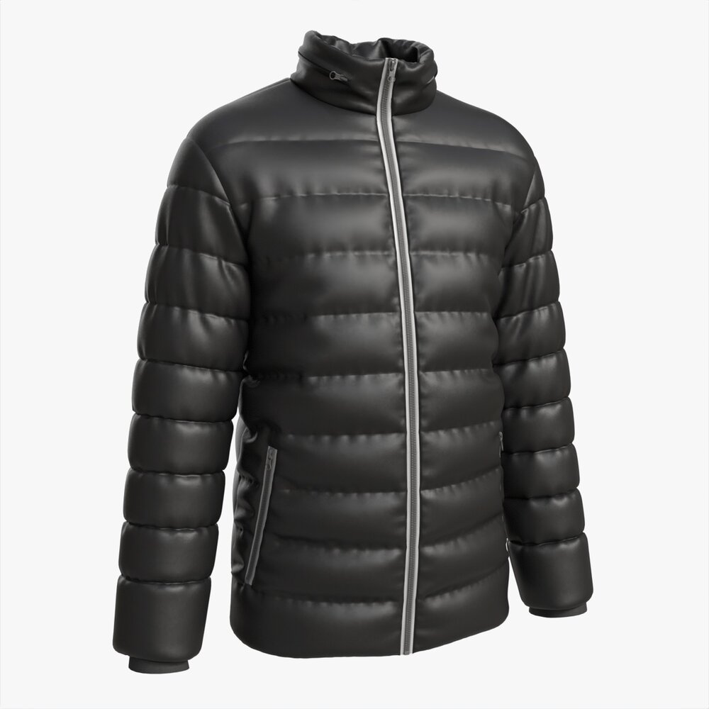 Quilted Jacket For Men Mockup Black Modello 3D