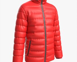 Quilted Jacket For Men Mockup Red Modello 3D
