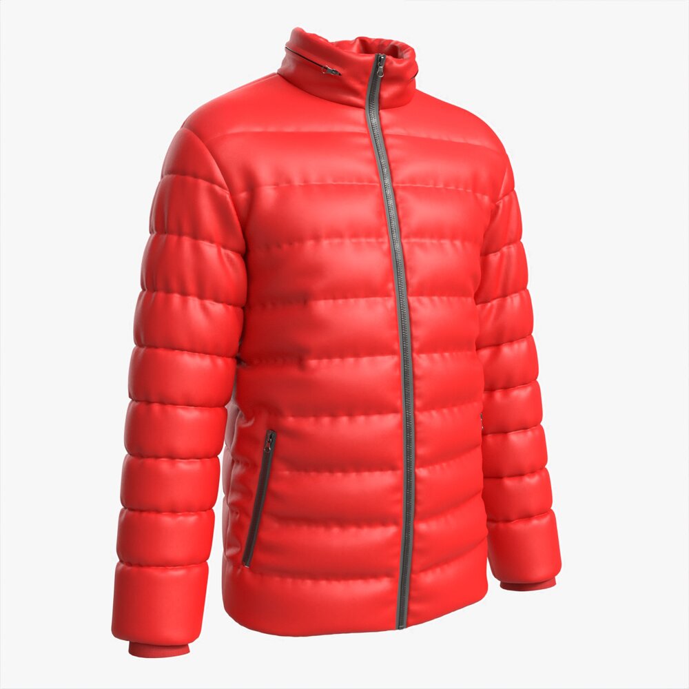Quilted Jacket For Men Mockup Red 3D model