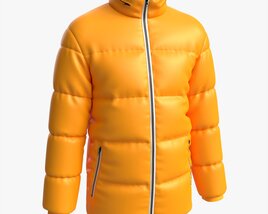 Quilted Jacket For Men Mockup Yellow Modèle 3D