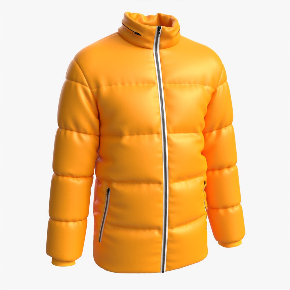 Quilted Jacket For Men Mockup Yellow Modelo 3d