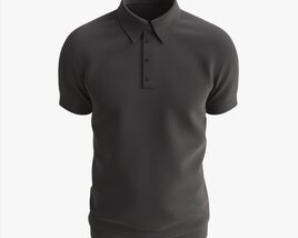 Short Sleeve Polo Shirt For Men Mockup 02 Black 3D 모델 