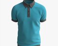Short Sleeve Polo Shirt For Men Mockup 02 Blue 3D模型