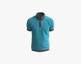 Short Sleeve Polo Shirt For Men Mockup 02 Blue 3D 모델 