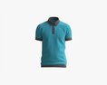 Short Sleeve Polo Shirt For Men Mockup 02 Blue Modelo 3D