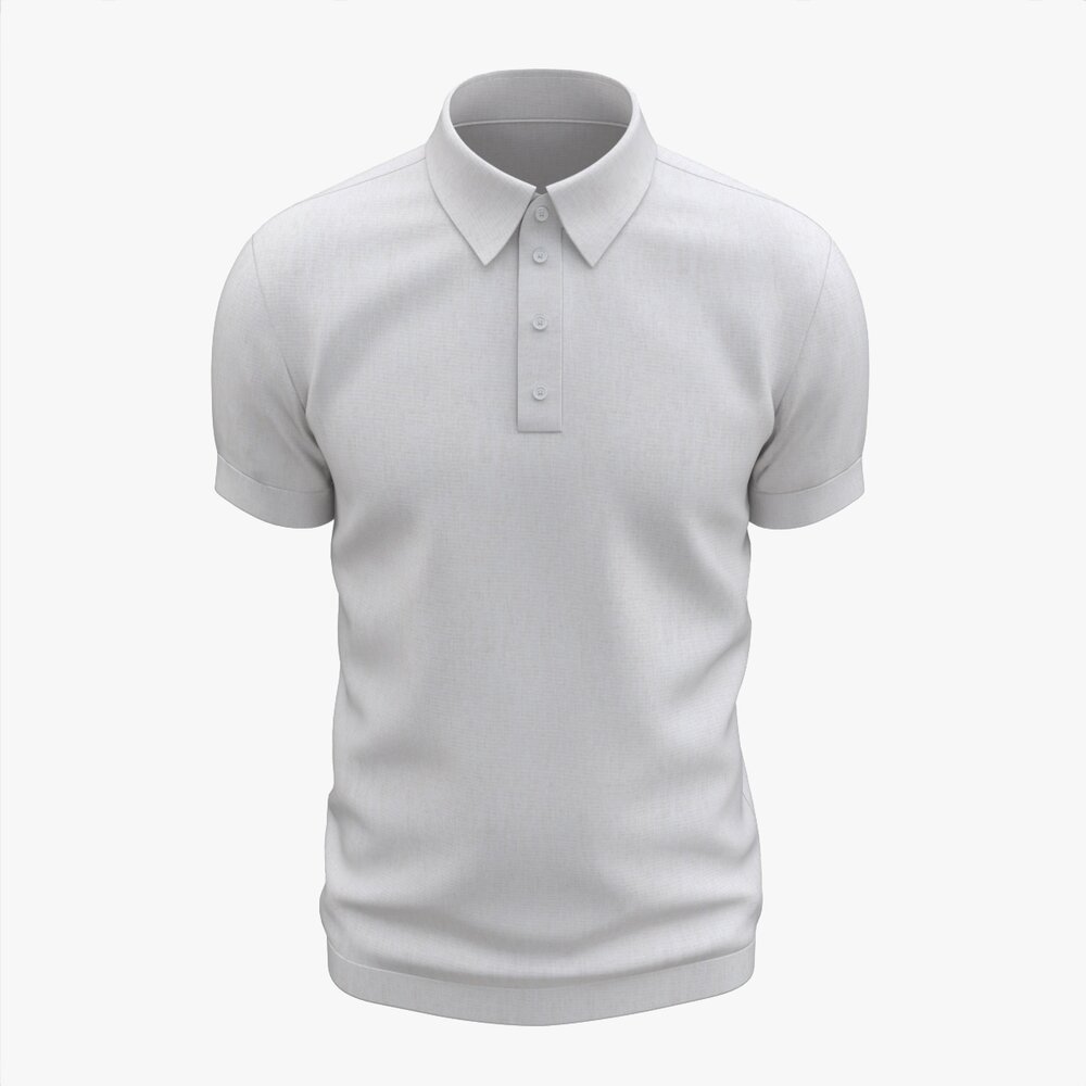 Short Sleeve Polo Shirt For Men Mockup 02 White 3D model