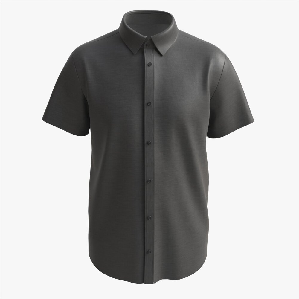 Short Sleeve Shirt For Men Mockup Black 3D model