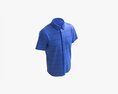 Short Sleeve Shirt For Men Mockup Blue Stripes Modelo 3d