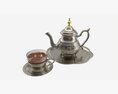 Silver Teapot And Cup With Tea Modelo 3d
