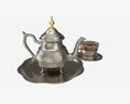 Silver Teapot And Cup With Tea 3D模型
