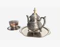 Silver Teapot And Cup With Tea Modello 3D