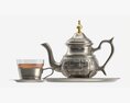 Silver Teapot And Cup With Tea Modelo 3d