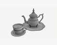 Silver Teapot And Cup With Tea 3D-Modell