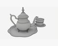 Silver Teapot And Cup With Tea 3D 모델 