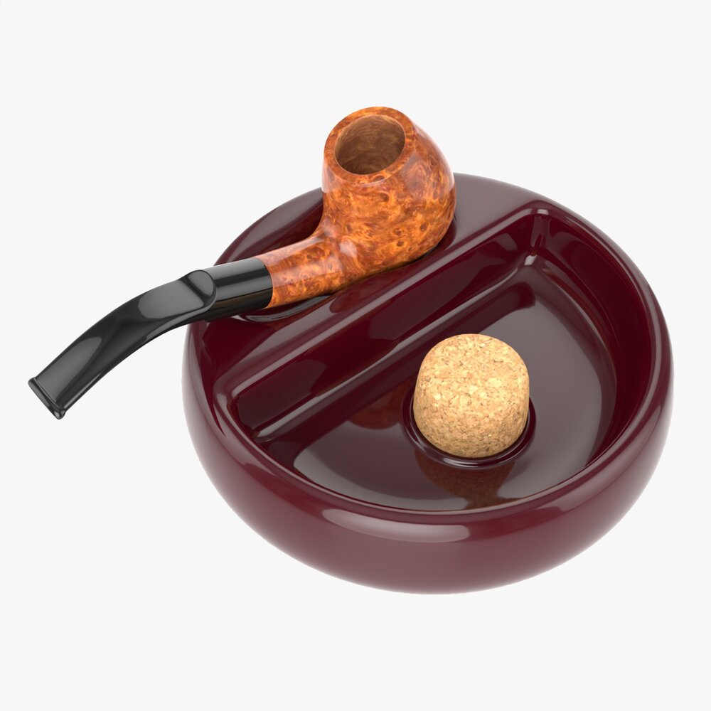 Smoking Pipe Ashtray With Holder 01 3D модель