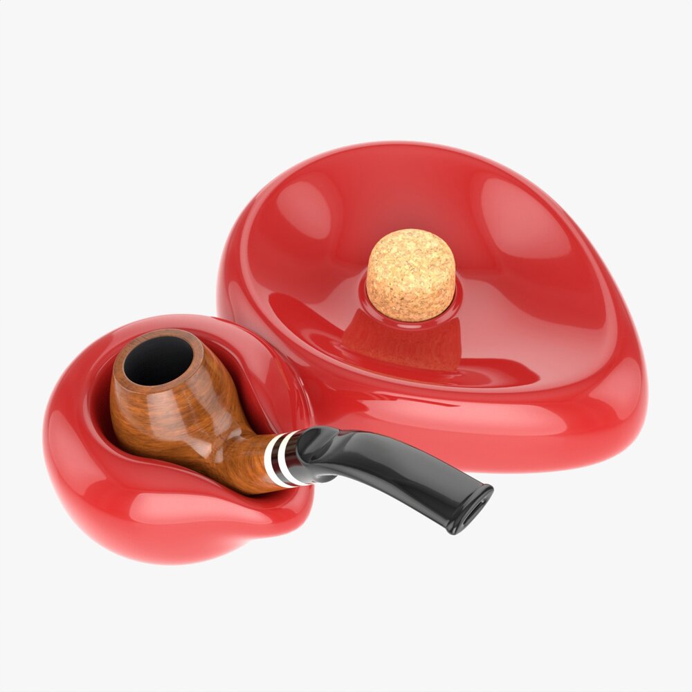 Smoking Pipe Ashtray With Holder 02 3D model