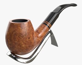 Smoking Pipe Bent Briar Wood 01 3D 모델 