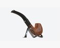 Smoking Pipe Bent Briar Wood 01 3D-Modell