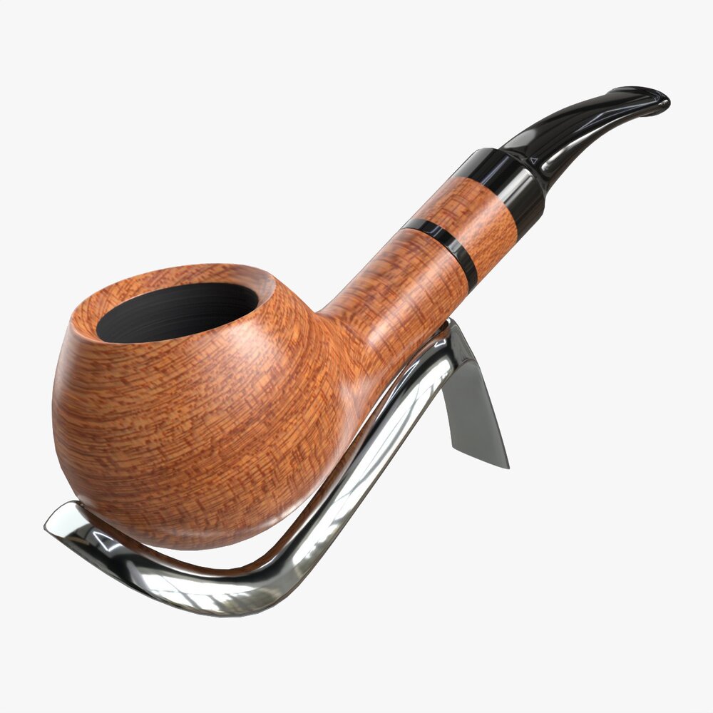 Smoking Pipe Bent Briar Wood 02 3D-Modell