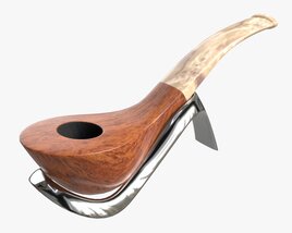 Smoking Pipe Bent Briar Wood 03 3D model