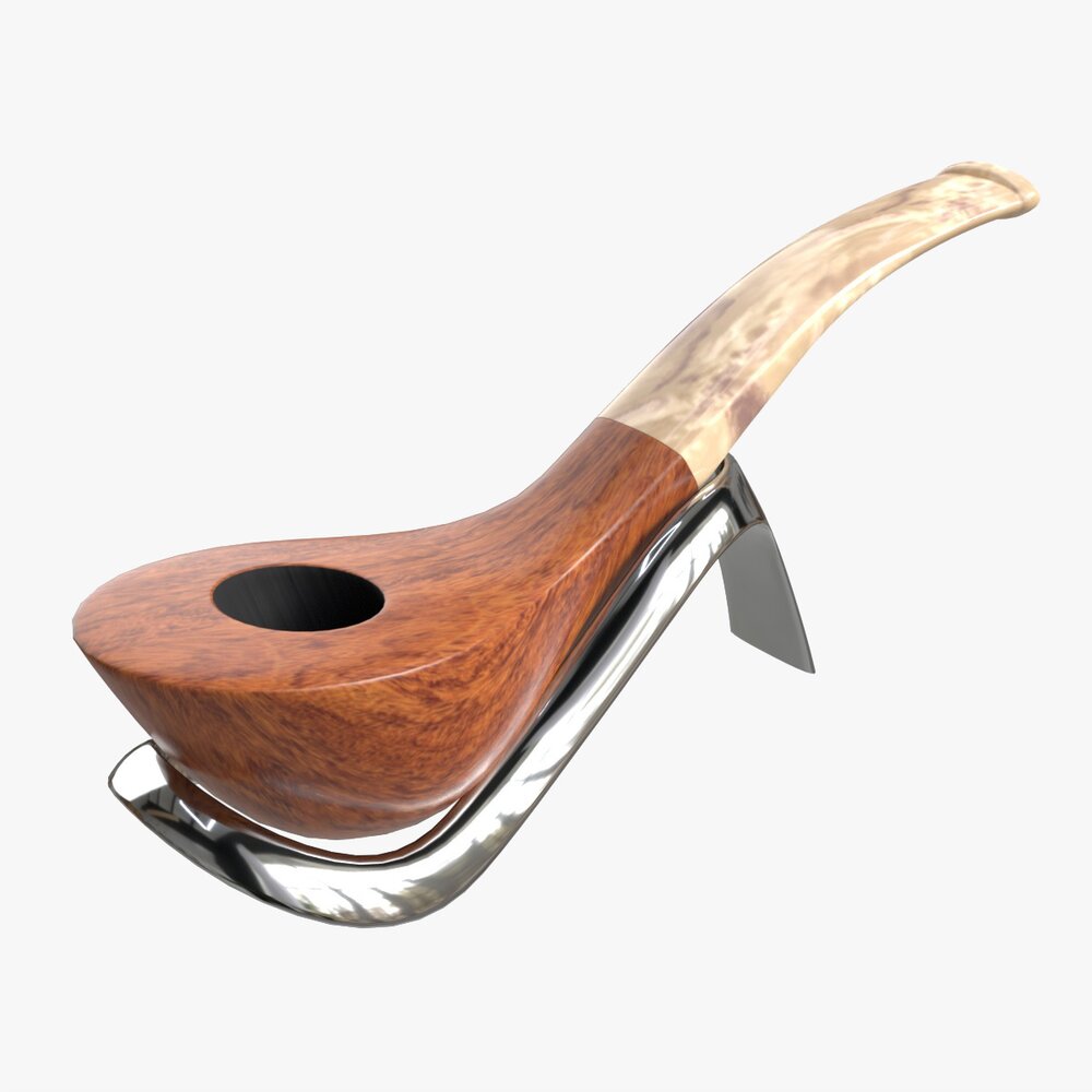 Smoking Pipe Bent Briar Wood 03 3D model