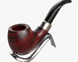 Smoking Pipe Bent Briar Wood 04 3D 모델 
