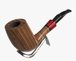 Smoking Pipe Half-bent Briar Wood 01 Modèle 3D