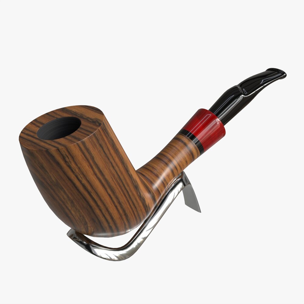 Smoking Pipe Half-bent Briar Wood 01 3D model