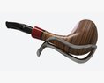 Smoking Pipe Half-bent Briar Wood 01 3D 모델 