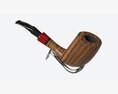 Smoking Pipe Half-bent Briar Wood 01 3D 모델 