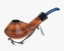 Smoking Pipe Half-bent Briar Wood 03 3D 모델 