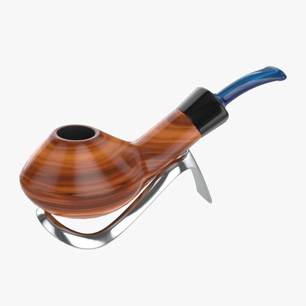 Smoking Pipe Half-bent Briar Wood 03 3D модель