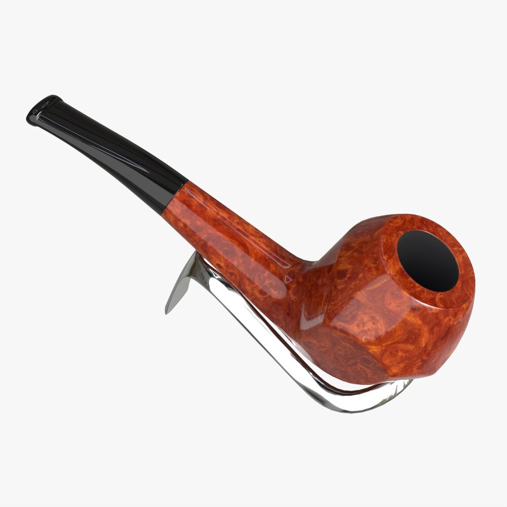 Smoking Pipe Half-bent Briar Wood 04 3D-Modell