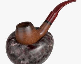 Smoking Pipe Holder Single With Pipe Modèle 3D