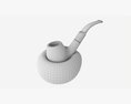 Smoking Pipe Holder Single With Pipe 3D 모델 