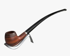 Smoking Pipe Long Briar Wood 01 3D model