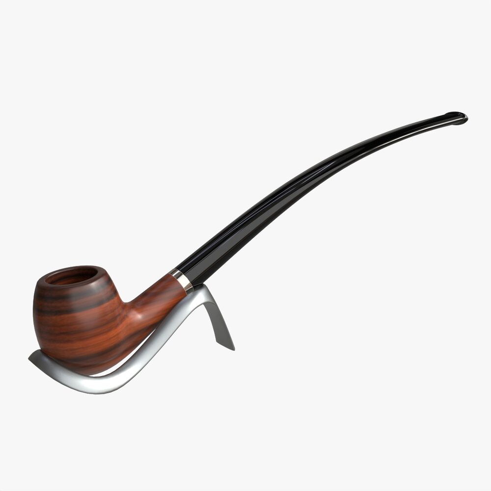 Smoking Pipe Long Briar Wood 01 Modello 3D