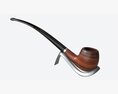 Smoking Pipe Long Briar Wood 01 3d model