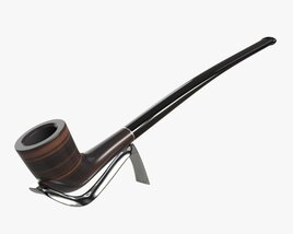 Smoking Pipe Long Briar Wood 02 3D-Modell