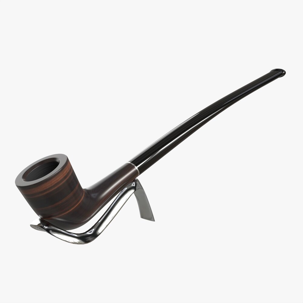 Smoking Pipe Long Briar Wood 02 3D model